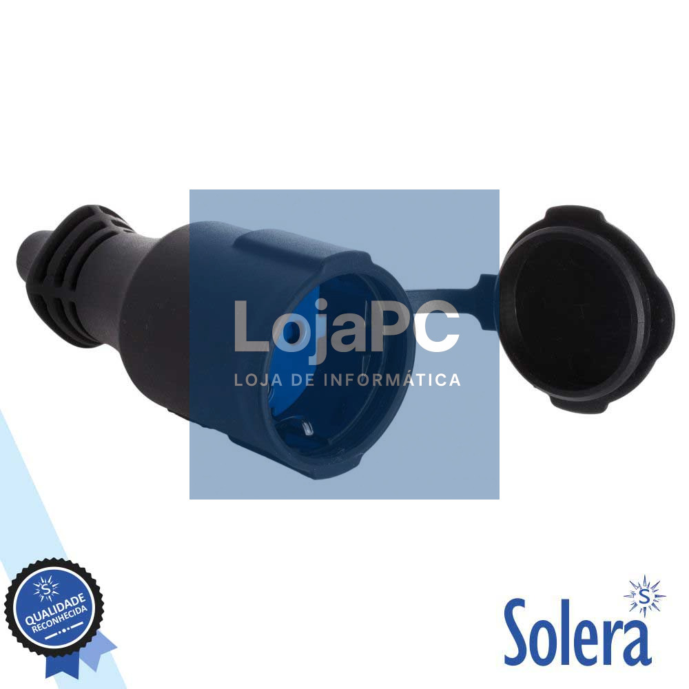 FICHA SCHUKO FÊMEA 16A/250V PRETA C/ TAMPA IP44 SOLERA