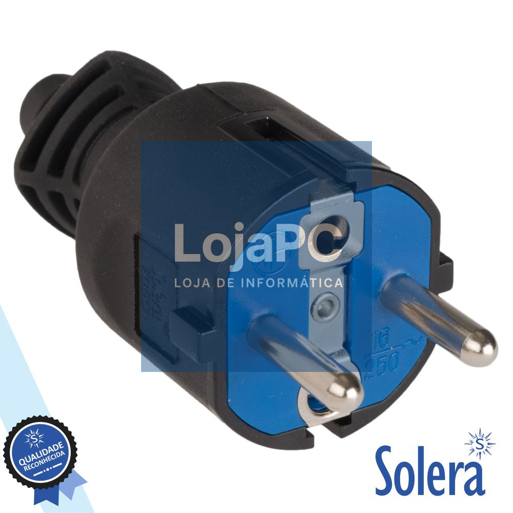 FICHA SCHUKO MACHO 16A/250V PRETA SOLERA