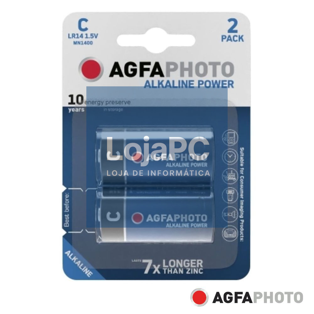 Pilha Alcalina LR14/C 1.5V 2x Blister POWER AGFAPHOTO