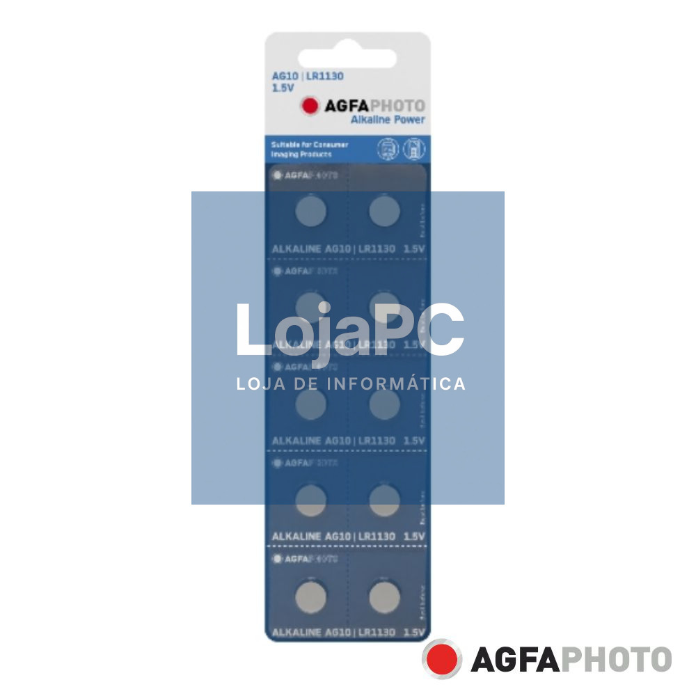 Pilha Botão Alcalina AG10 1.5V 10x Blister AGFAPHOTO