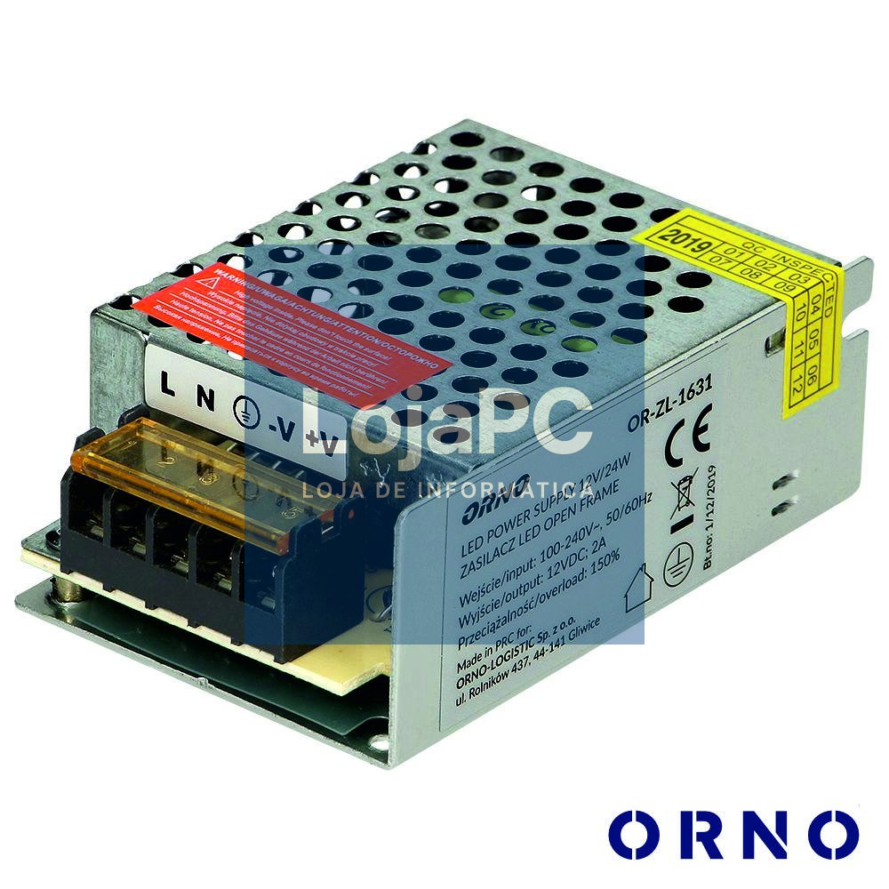 Fonte De Alimentação Industrial 12V 25W 2A ORNO
