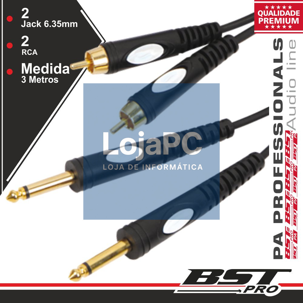 CABO 2-JACK 6.35MM MACHO / 2-RCA MACHO 3M MN BSTPRO