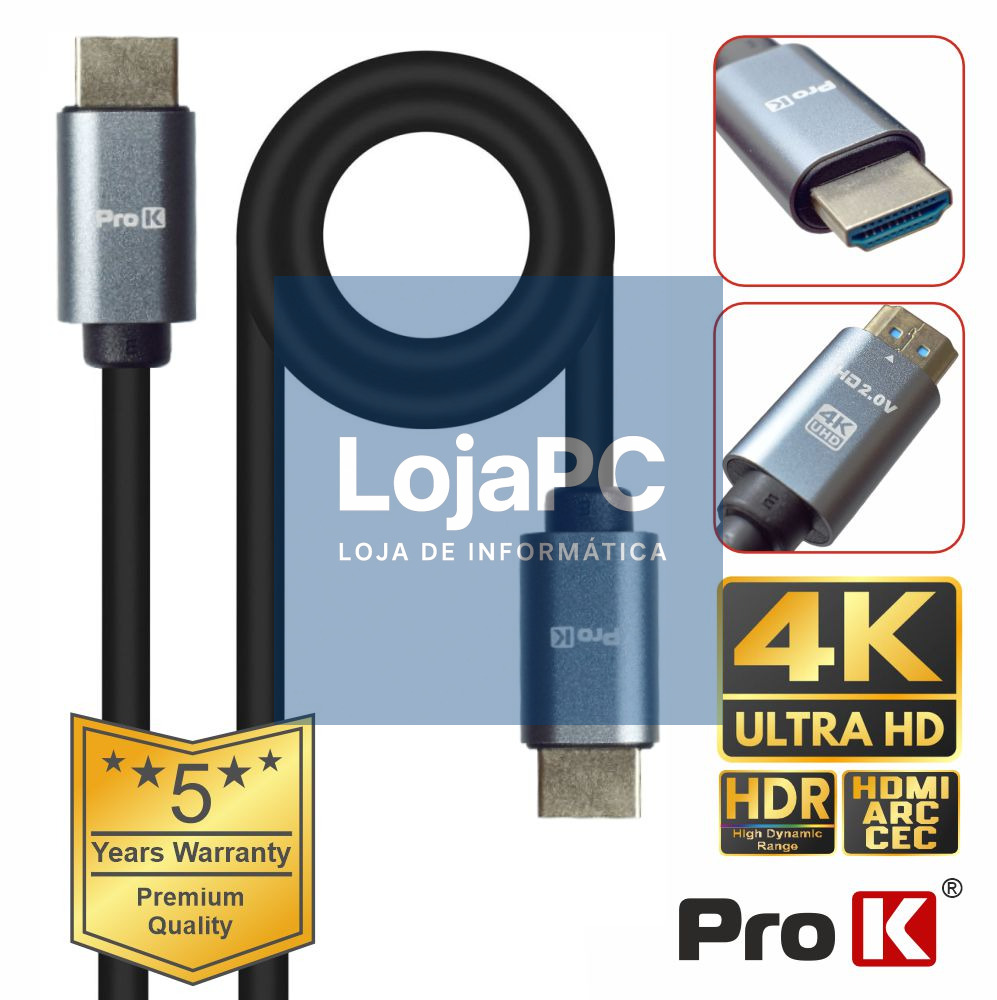 Cabo HDMI 2.0 UHD 4K Macho / Macho 2m PROK