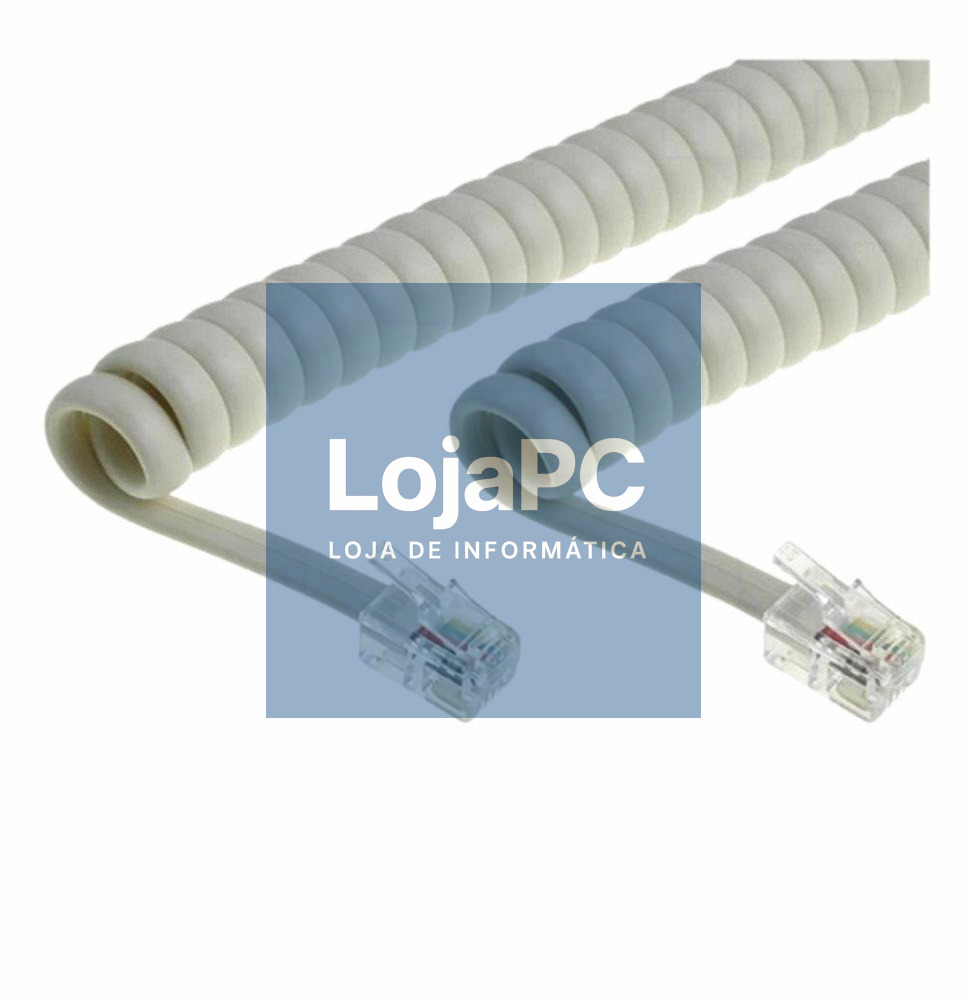 Cabo Telefone 4p4c Espiral Marfim 2m