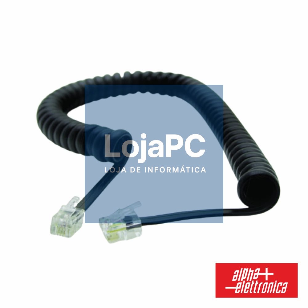 Cabo Telefone 4p4c Espiral Preto 2.1M