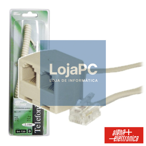 CABO TELEFONE 6P4C MACHO/ 2FÊMEA CREME 2.1M BLISTER