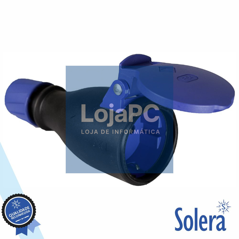 Ficha Schuko Fêmea 16a/250v IP54 Preta SOLERA