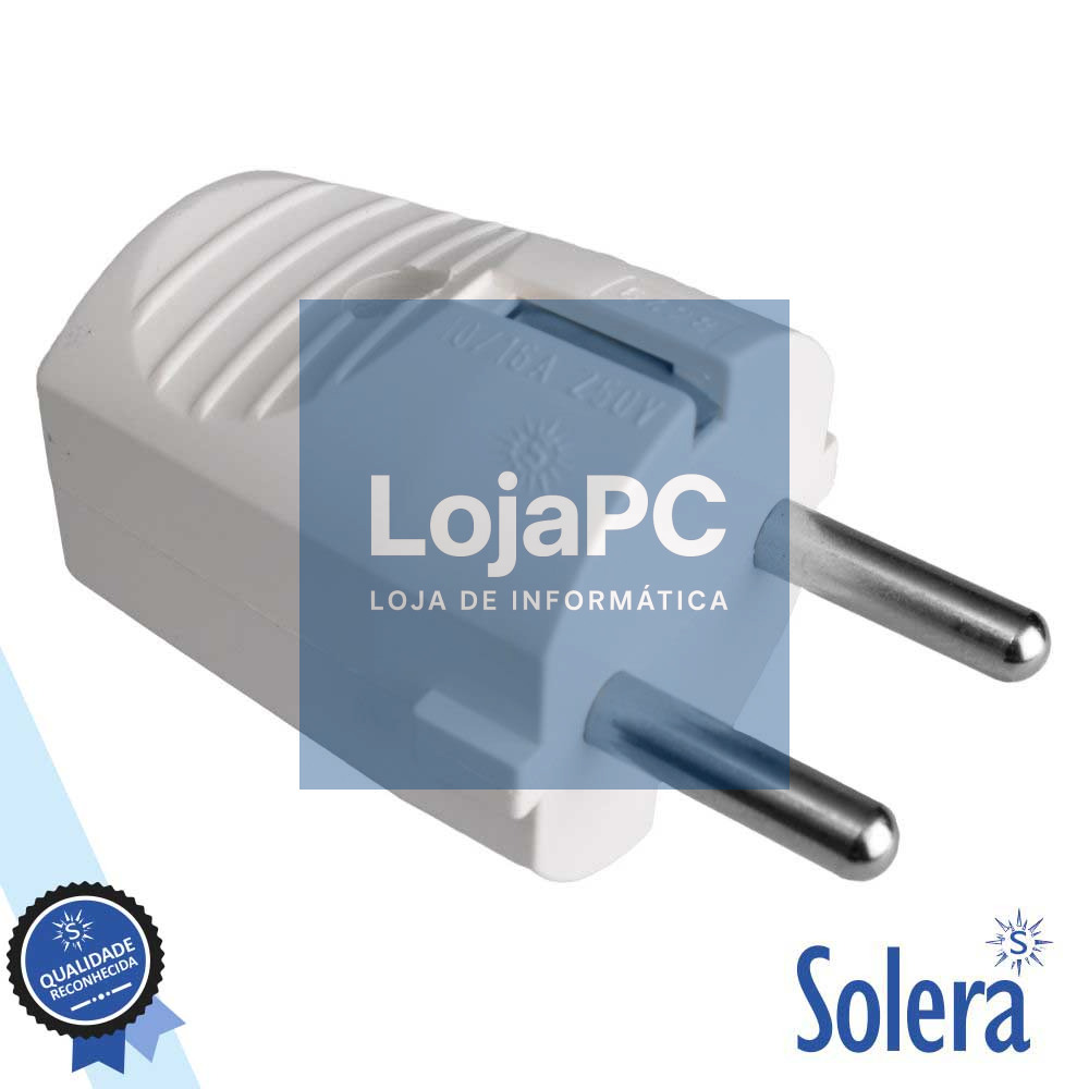 FICHA SCHUKO MACHO C/ TERRA 250V BRANCA SOLERA