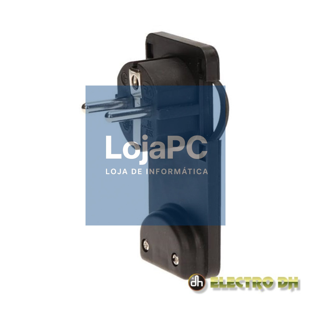 Ficha Schuko Macho C/ Terra Anel Extração 220V Preto Edh