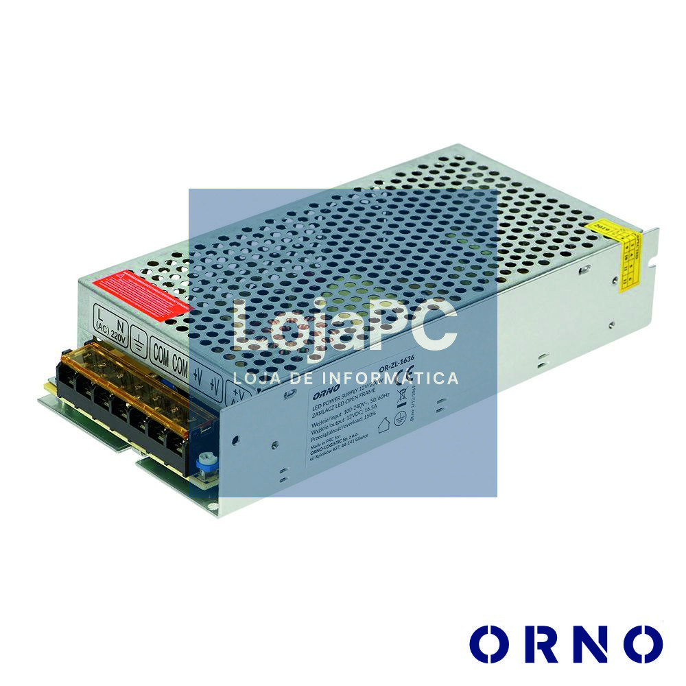 Fonte De Alimentação Industrial 12V 120W 10A ORNO