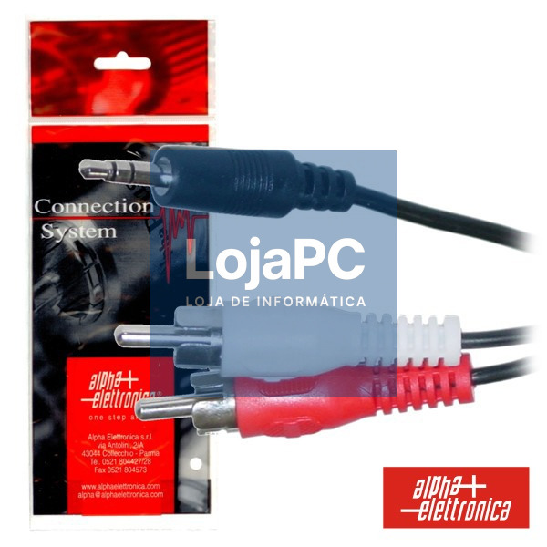 CABO JACK 3.5MM MACHO ST / 2-RCA MACHO 3M POLYBAG