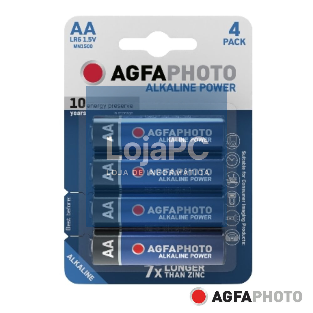 Pilha Alcalina LR6/AA 1.5V 4x Blister POWER AGFAPHOTO