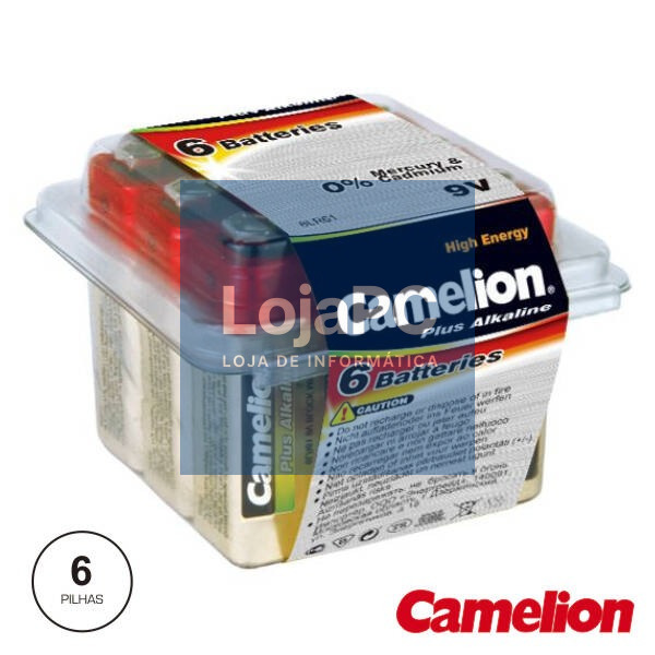 PILHA ALCALINA 9V/6LR61 6X BLISTER CAMELION