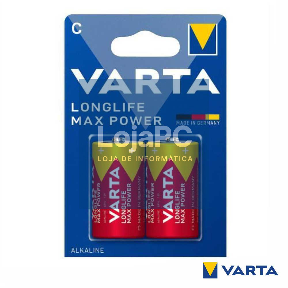 Pilha Alcalina LR14/C 1.5v 2x Longlife Max Power VARTA