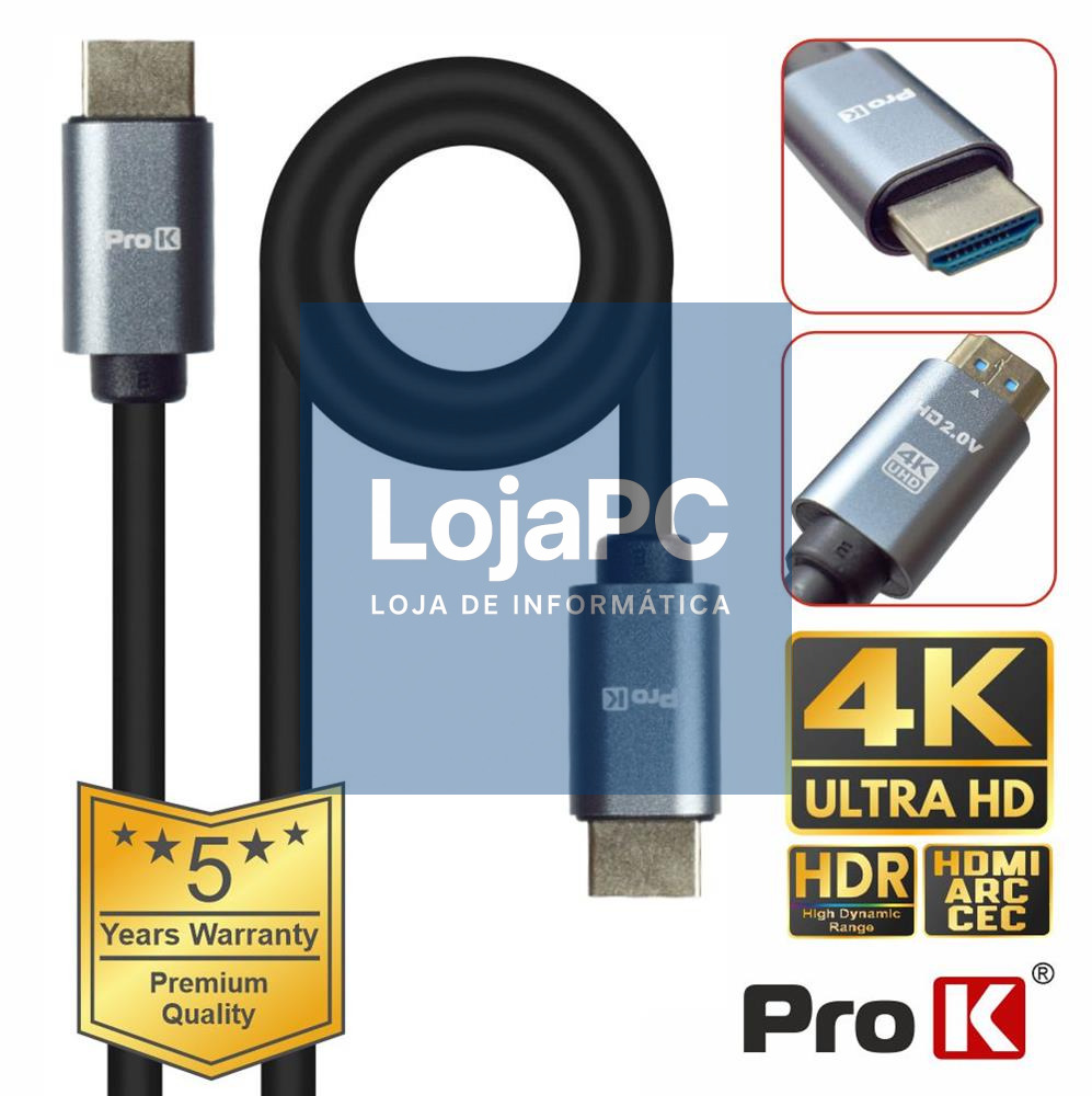 Cabo HDMI 2.0 UHD 4K Macho / Macho 1.5m PROK