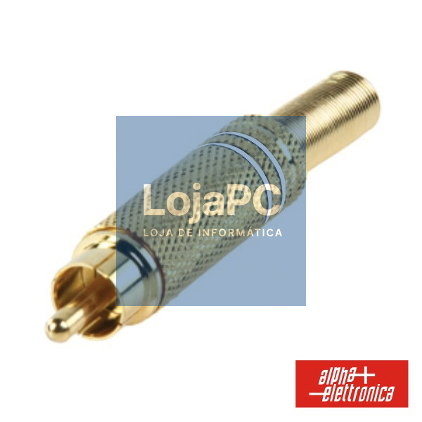 FICHA RCA MACHO DOURADA-BRANCA C/ PROTEÇÃO DE CABO