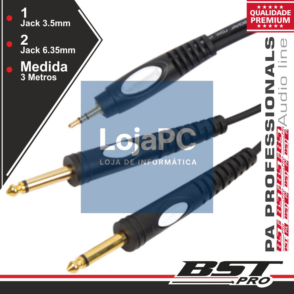 CABO JACK 3.5MM MACHO ST / 2JACK 6.35MM MACHO MN 3M BSTPRO