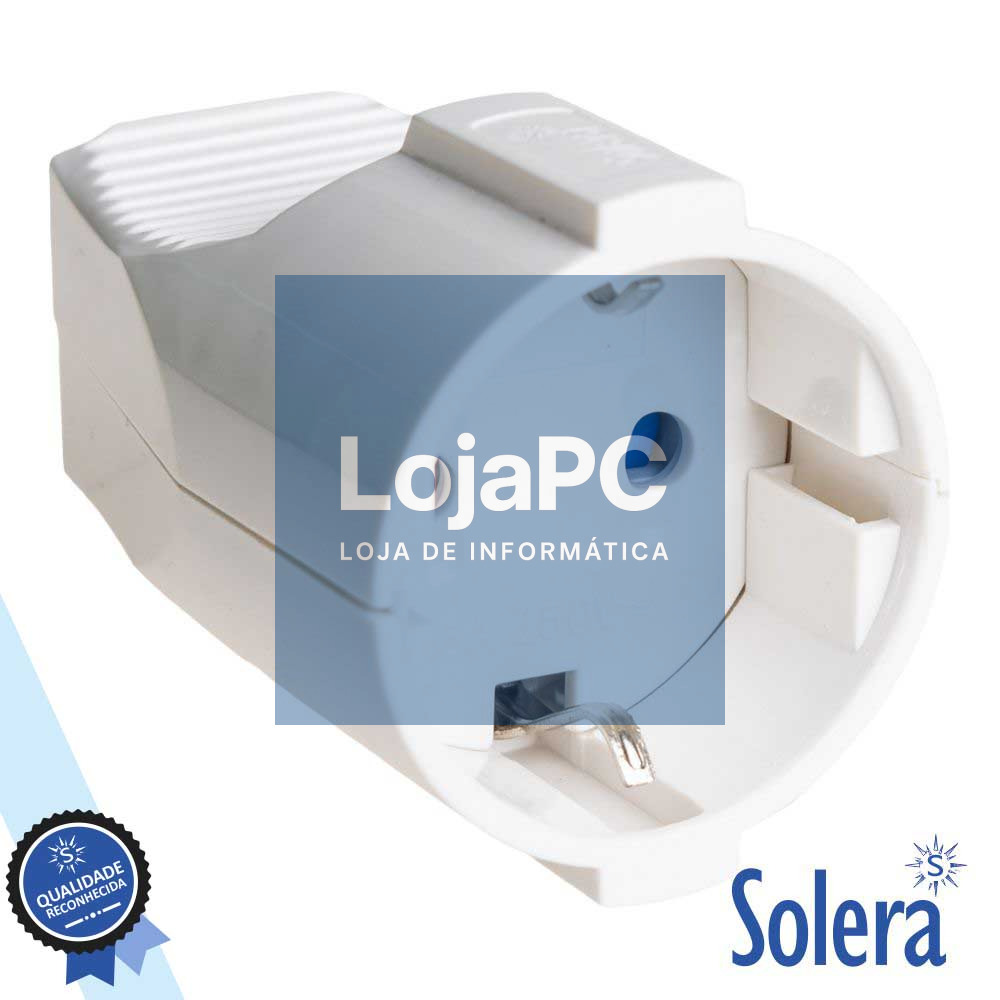 FICHA SCHUKO FÊMEA C/ TERRA 220V BRANCA SOLERA
