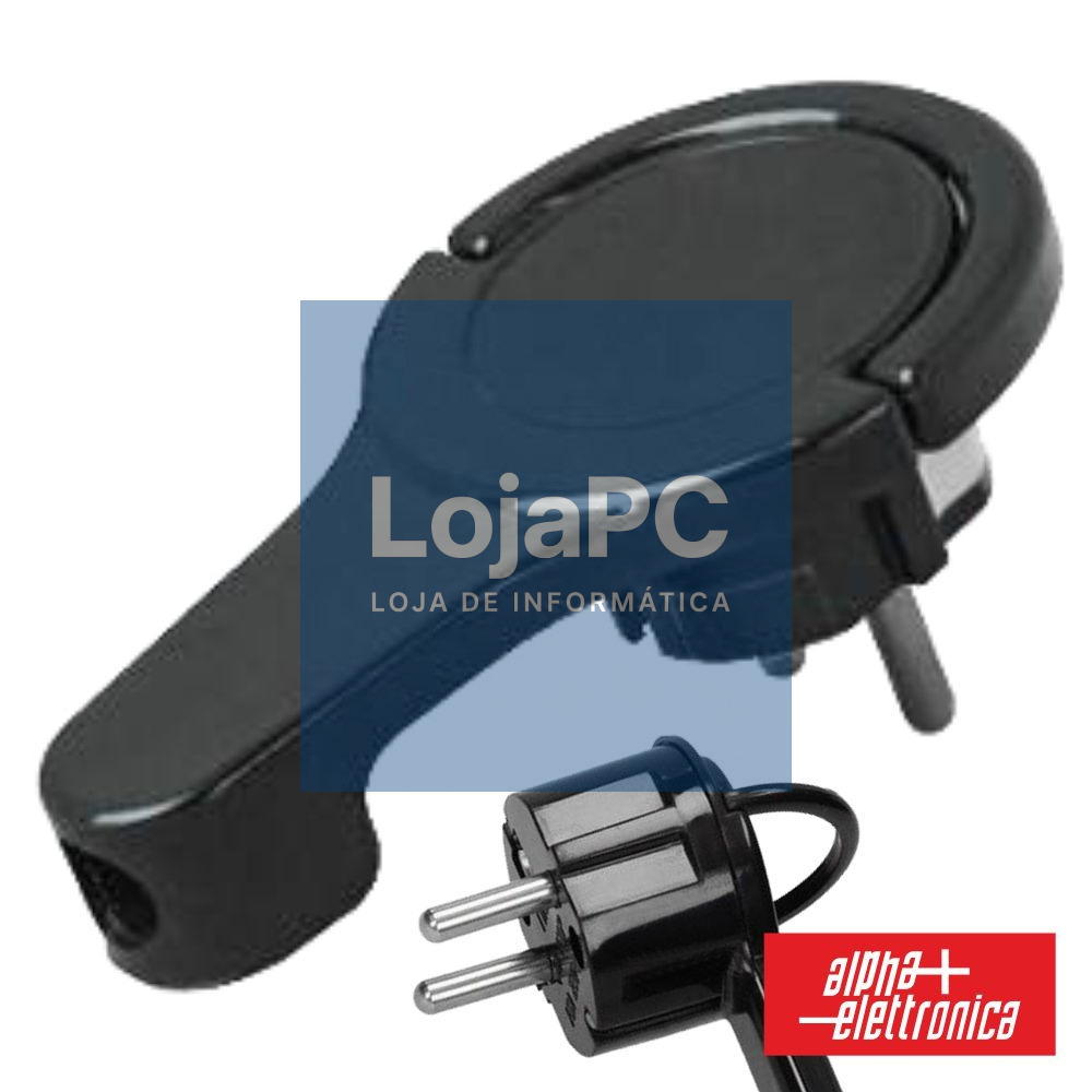 FICHA SCHUKO MACHO C/ TERRA ANEL EXTRAÇÃO 250V PRETO