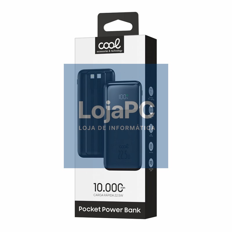 External Battery Power Bank 22.5W Fast Charging 10.000 mAh COOL Pocket (Type-C / Lightning) Black — imagem 2