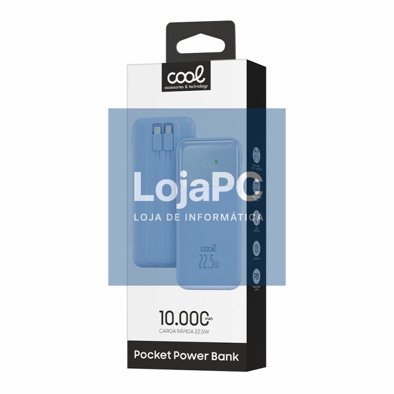 External Battery Power Bank 22.5W Fast Charging 10.000 mAh COOL Pocket (Type-C / Lightning) Sky Blue — imagem 4