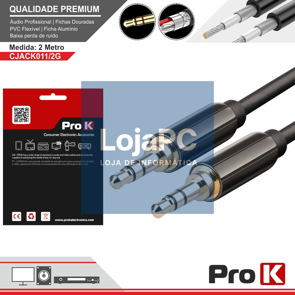 CABO JACK 3.5MM MACHO / JACK 3.5MM MACHO 2M ST PROK