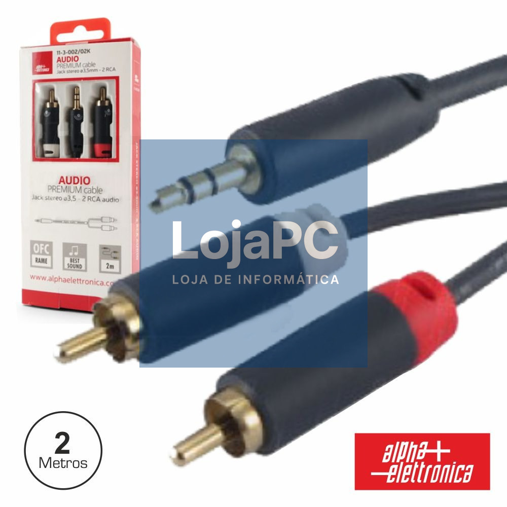 CABO JACK 3.5MM MACHO ST / 2-RCA MACHO PREMIUM 2M BLISTER