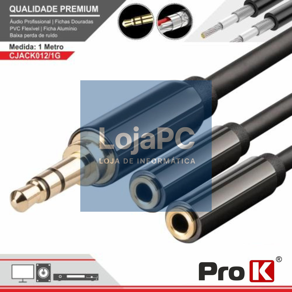 CABO JACK 3.5MM MACHO / 2 JACK 3.5MM FÊMEA 1M ST PROK