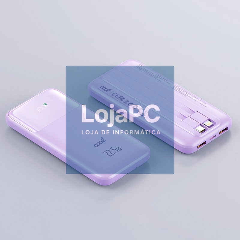 External Battery Power Bank 22.5W Fast Charging 10.000 mAh COOL Pocket (Type-C / Lightning) Violet — imagem 2
