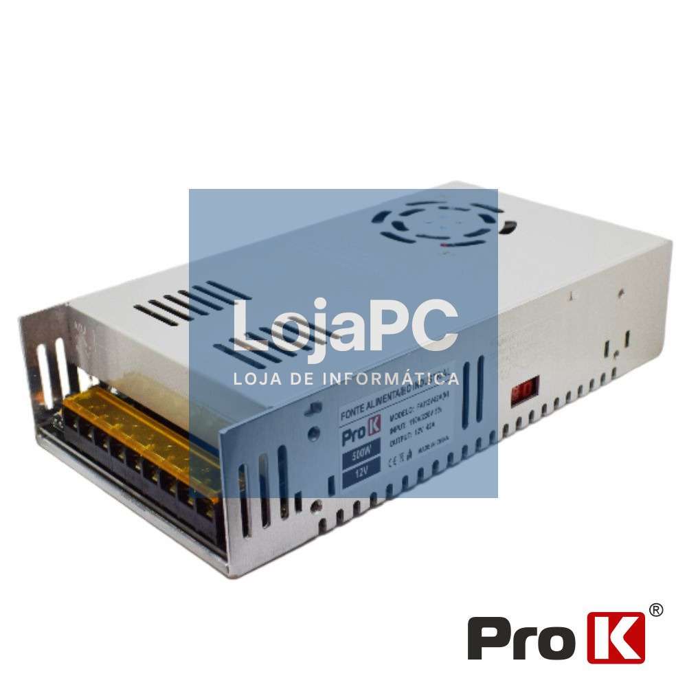 Fonte de Alimentação Industrial 12V 500W 41.6A PROK