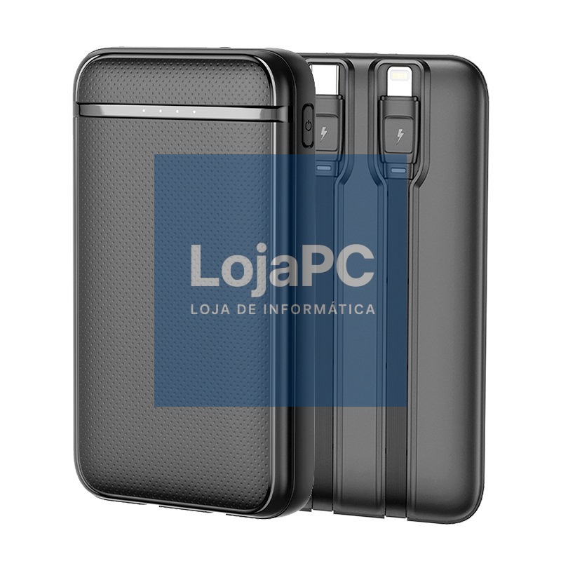 External Battery Power Bank 5000 mAh COOL (2 Cables: TYPE C / Lightning) Black