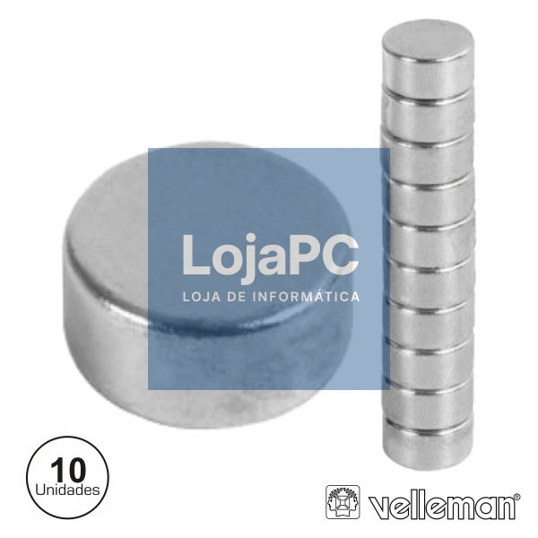 CONJUNTO DE 10 IMANS N35~N45 Ø10x5MM VELLEMAN