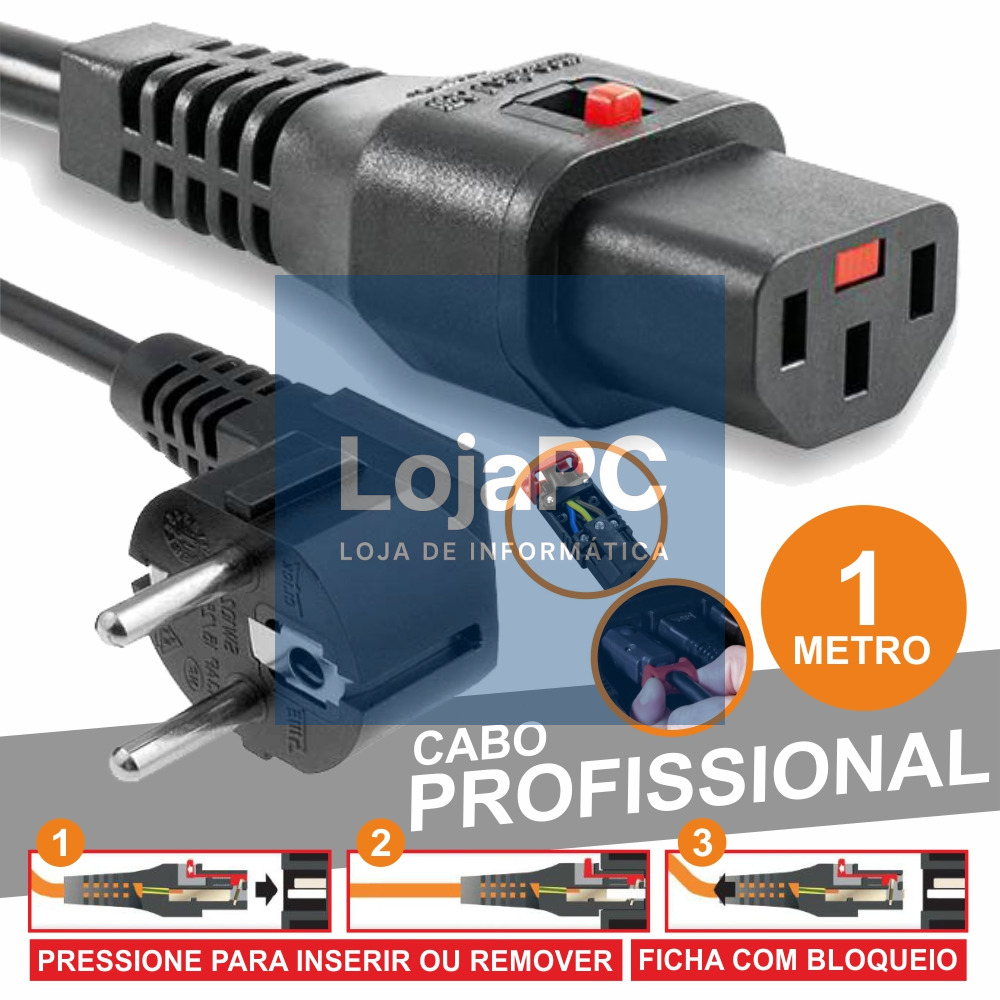 CABO ALIMENTAÇÃO PROF. SCHUKO MACHO 3P / IEC C13 FÊMEA 1M