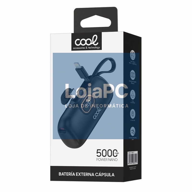 External Battery Power Bank 5000 mAh COOL Capsule Black — imagem 3