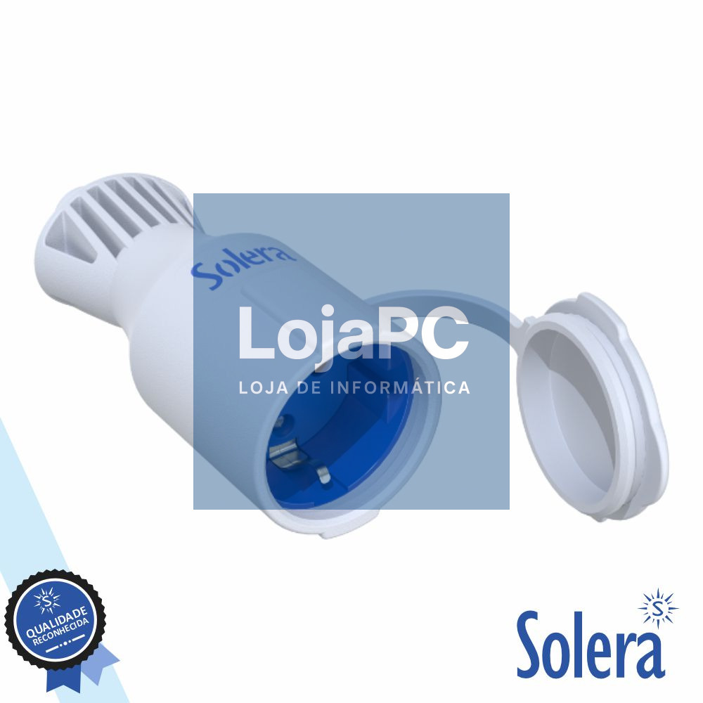 Ficha Schuko Fêmea 16A/250V C/ Tampa IP44 Branco SOLERA