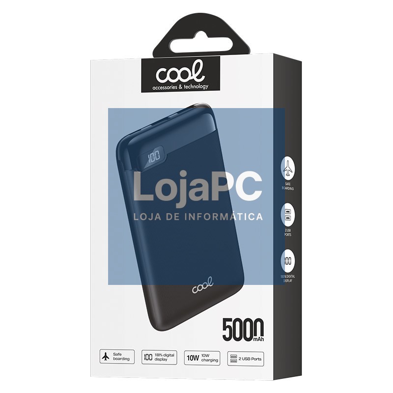 External Battery Power Bank 5000 mAh Display COOL 10W Black — imagem 2