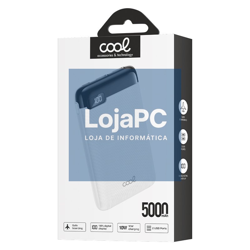 External Battery Power Bank 5000 mAh Display COOL 10W White — imagem 3