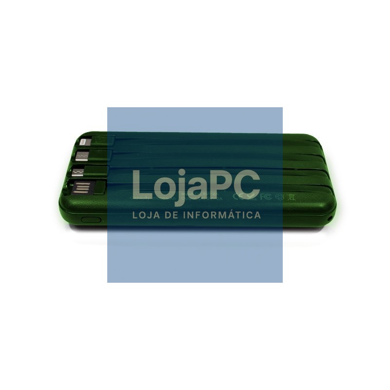 External Battery Universal Power Bank 10,000 mAh + Qi Wireless Charging (4 connections) Green — imagem 4