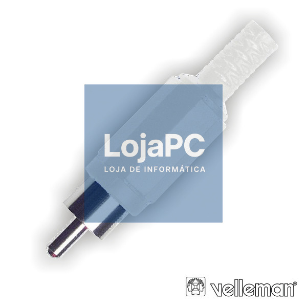 FICHA RCA MACHO BRANCA PVC C/ PROTEÇÃO DE CABO