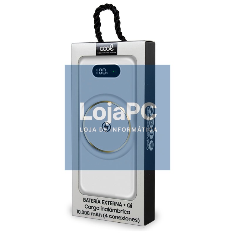 External Battery Universal Power Bank 10,000 mAh + Qi Wireless Charging (4 connections) White — imagem 4