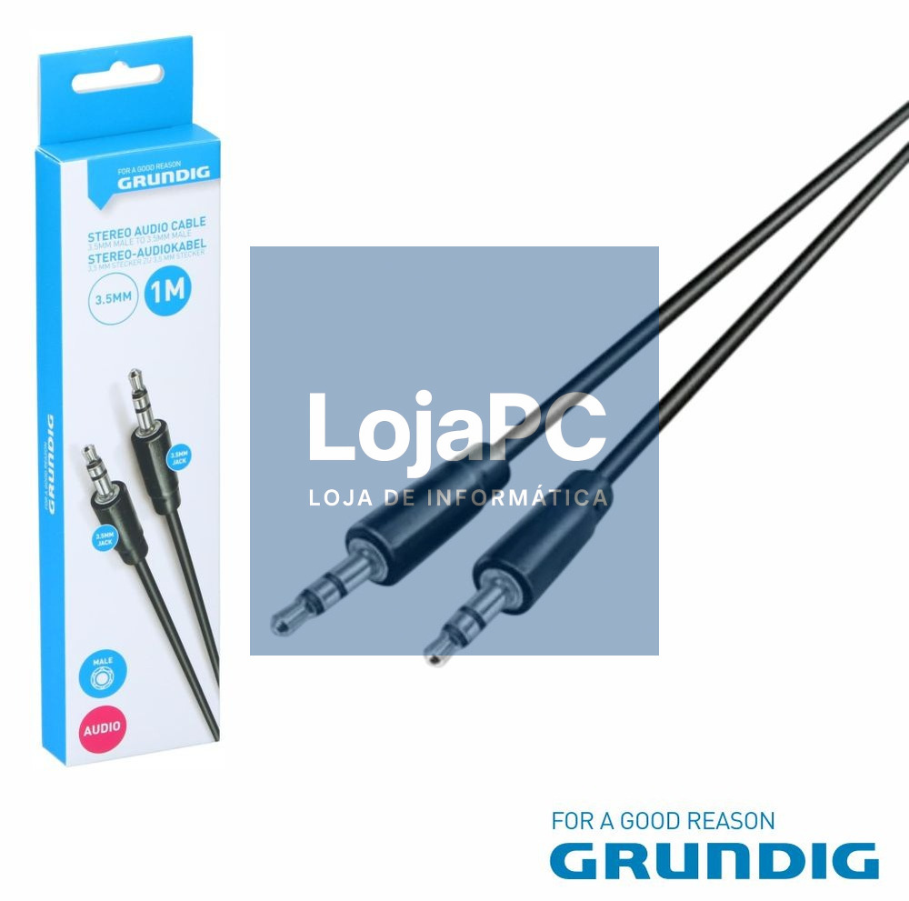 Cabo Jack 3.5mm Macho / Jack 3.5mm Macho 1m Preto GRUNDIG