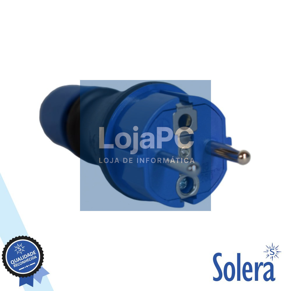 Ficha Schuko Macho 16A/250V IP54 Preto SOLERA