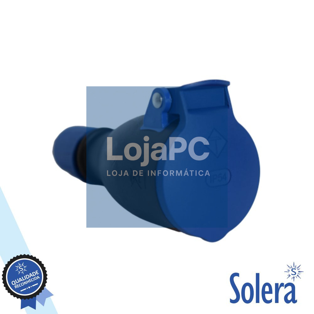 Ficha Schuko Fêmea 16a/250v IP54 Preta SOLERA