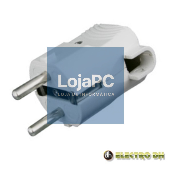 FICHA SCHUKO MACHO C/ TERRA LATERAL 220V BRANCO EDH