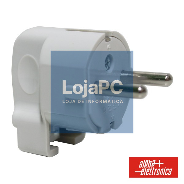 FICHA SCHUKO MACHO C/ TERRA LATERAL 220V BRANCO