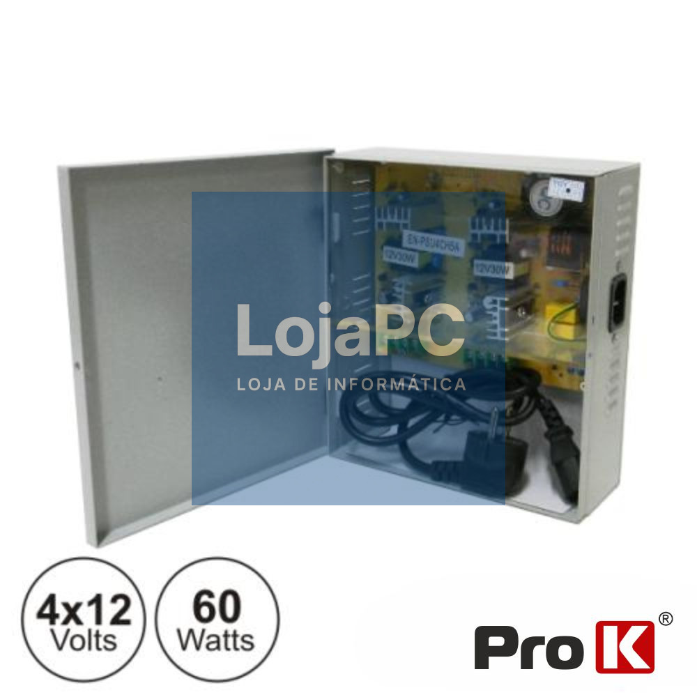 FONTE DE ALIMENTAÇÃO INDUSTRIAL 4X12V 60W PROK