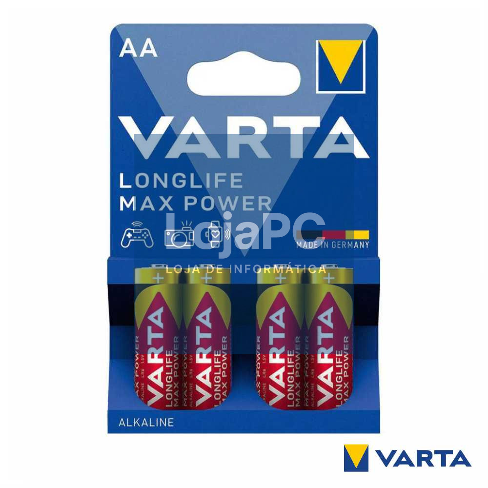 Pilha Alcalina LR6/AA 1.5V 4x Longlife Max Power VARTA