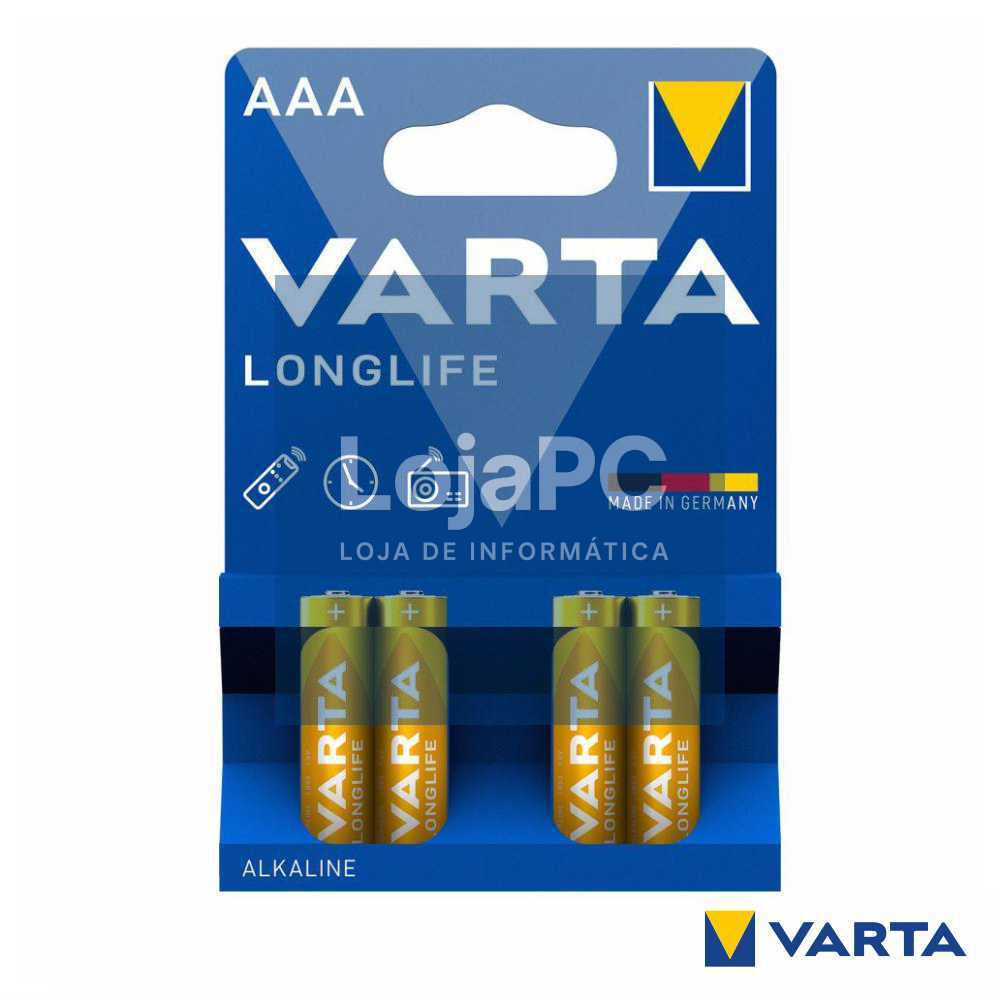 Pilha Alcalina LR03/AAA 1.5V 4x Longlife VARTA