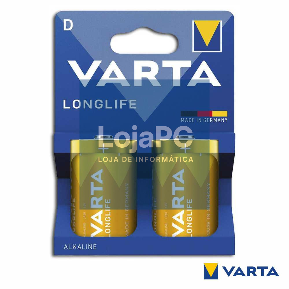 Pilha Alcalina LR20/D 1.5v 2x  Longlife VARTA