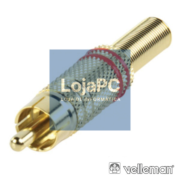 FICHA RCA MACHO DOURADA-VERMELHA C/ PROTEÇÃO DE CABO